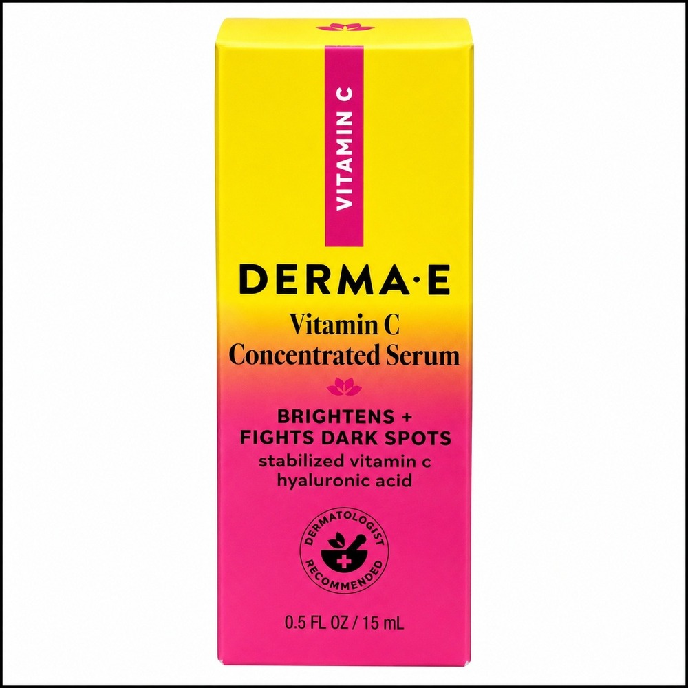 DERMA E Vitamin C Concentrated Serum Brightening Hyaluronic Acid 0.5 fl oz NEW